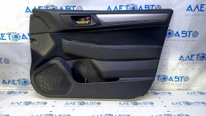 Door trim card front right Subaru Legacy 15-19 black with black insert cloth, armrest black leather, gray molding structure, dent, scratches, abrasions