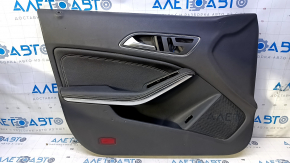 Door trim card front left Mercedes CLA 14-19 black with black insert leather, armrest black leather, for seat memory, dent, bumps, scuffs, scratches Used