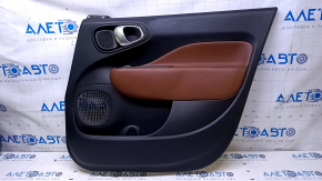 Door trim card front right Fiat 500L 14- black with brown insert leather, armrest brown leather, scuffs, scratches, bumps