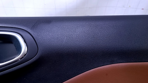 Door trim card front right Fiat 500L 14- black with brown insert leather, armrest brown leather, scuffs, scratches, bumps