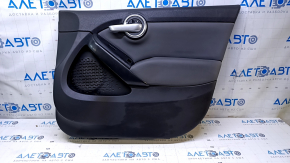Door trim card front right Fiat 500X 16-17 black with gray insert leather, armrest gray leather, overlay gray gloss, scratches, abrasions, bump