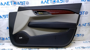 Door trim card front right Cadillac ATS 13- gray with black insert leather, armrest black leather, molding dark wood gloss, BOSE, scratches, abrasions, dent, bump, broken fastening