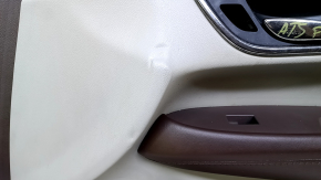 Door trim card front right Cadillac ATS 13- brown with gray insert leather, armrest brown leather, molding light wood gloss, BOSE, scuffs, cracked leather, dents, bumps, abrasions, 