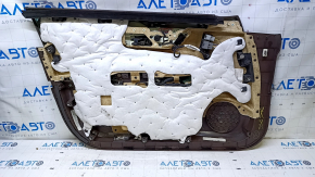 Door trim card front right Cadillac ATS 13- brown with gray insert leather, armrest brown leather, molding light wood gloss, BOSE, scuffs, cracked leather, dents, bumps, abrasions, 