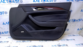 Door trim card front right Cadillac CTS 14- black with black insert leather, armrest black leather, molding dark wood gloss, BOSE, scratches, abrasions, dents, scuffs, scratches