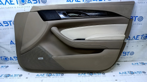 Door trim card front right Cadillac CTS 14- brown with beige insert leather, armrest beige leather, molding light wood gloss, BOSE, dents, scuffs, scratches, bumps
