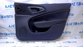 Door trim card front right Chrysler 200 15-17 black with black insert leather, armrest black leather, molding under the tree black gloss, dents, pokes, scratches, abrasions
