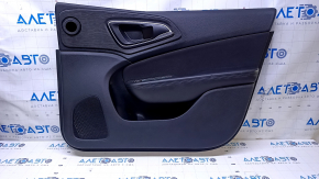 Door trim card front right Chrysler 200 15-17 black with black insert cloth, armrest black leather, molding under the tree black structure, scratches, abrasions, dents, pokes
