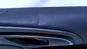 Door trim card front right Chrysler 200 15-17 black with black insert cloth, armrest black leather, molding under the tree black structure, scratches, abrasions, dents, pokes