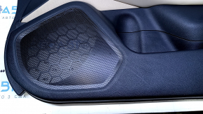 Door trim card front right Subaru Outback 15-19 black with beige insert leather, armrest beige leather, gray molding structure, scratches, abrasions, scuffs, dents