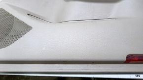 Door trim card front right Nissan Altima 13-18 beige with beige insert cloth, armrest beige cloth, molding black gloss, whitened plastic scuffs, dent, for dry cleaning