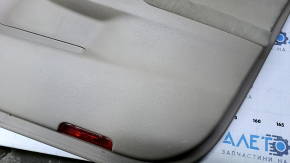Door trim card front right Nissan Altima 13-18 beige with beige insert cloth, armrest beige cloth, molding black gloss, whitened plastic scuffs, dent, for dry cleaning