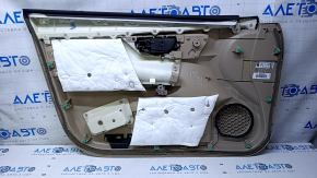 Door trim card front right Nissan Altima 13-18 beige with beige insert cloth, armrest beige cloth, molding black gloss, whitened plastic scuffs, dent, for dry cleaning