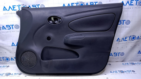 Door trim card front right Nissan Versa 12-19 usa black with black insert plastic, armrest black plastic, under fur window lifter, scratches, abrasions
