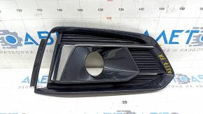 Front bumper grille right Audi A5 F5 17-19 under radar, black gloss with chrome molding