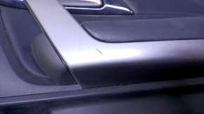 Door trim card front right Acura MDX 07-13 black with black insert leather, armrest black leather, molding dark wood gloss, scuffs, scratches, pokes, nicks