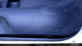 Door trim card front right Acura MDX 07-13 black with black insert leather, armrest black leather, molding dark wood gloss, scuffs, scratches, pokes, nicks