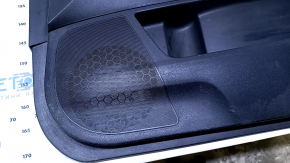 Door trim card front right Acura MDX 07-13 black with black insert leather, armrest black leather, molding dark wood gloss, scuffs, scratches, pokes, nicks