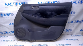 Door trim card front right Nissan Leaf 13-17 black with black insert leather, armrest black leather, bumps, scratches, abrasions, dents, scuffs
