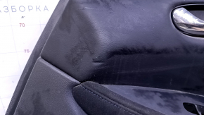 Door trim card front right Nissan Leaf 13-17 black with black insert leather, armrest black leather, bumps, scratches, abrasions, dents, scuffs