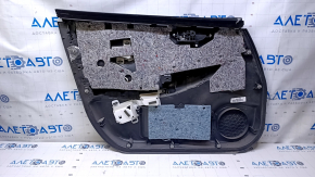 Door trim card front right Nissan Leaf 13-17 black with black insert leather, armrest black leather, bumps, scratches, abrasions, dents, scuffs