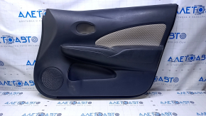Door trim card front right Nissan Versa 12-19 usa black with gray insert cloth, armrest black plastic, scratches, abrasions