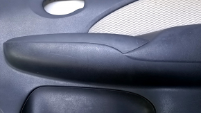 Door trim card front right Nissan Versa 12-19 usa black with gray insert cloth, armrest black plastic, scratches, abrasions