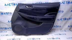 Door trim card front right Nissan Leaf 13-17 black with black insert leather, armrest black leather, scuffs, scratches, abrasions, dents