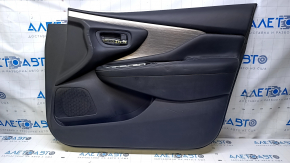 Door trim card front right Nissan Murano z52 15-17 black with black insert leather, molding gray gloss, scratches, pokes, abrasions, dents, scuffs