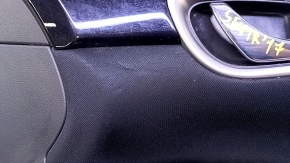 Door trim card front right Nissan Sentra 13-19 black with black insert cloth, armrest black leather, molding black gloss, abrasions, scratches, abrasions