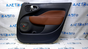 Door trim card front right Fiat 500L 14- black with brown insert leather, armrest brown leather, beats, scratches, abrasions