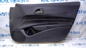 Door trim card front right Acura ILX 13-15 black with black insert leather, armrest black leather, scratches, abrasions, swollen leather