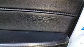 Door trim card front right Acura ILX 13-15 black with black insert leather, armrest black leather, scratches, abrasions, swollen leather