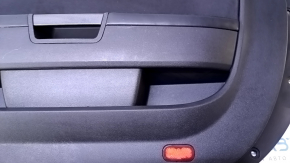 Door trim card front right Dodge Challenger 09-14 prerest black with black insert cloth, armrest black leather, scuffs, scratches, nicks, pokes