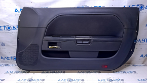Door trim card front right Dodge Challenger 09-14 prerest black with black insert cloth, armrest black leather, scuffs, scratches, bumps