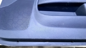 Door trim card front right Dodge Challenger 09-14 prerest black with black insert cloth, armrest black leather, scuffs, scratches, bumps