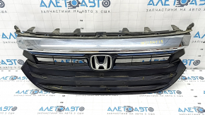 Radiator grille Honda Insight 19-22 complete with emblem, sand, bumps, scratches, crack in fastening