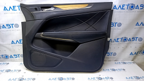 Door trim card front right Lincoln MKC 15- black with black insert leather, armrest black leather, molding light wood structure, scratches, abrasions, dents, bumps