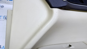 Door trim card front right Lincoln MKZ 13-16 beige with beige insert leather, armrest beige leather, molding dark wood gloss, scratches, dents, bumps, for dry cleaning
