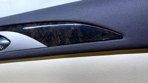 Door trim card front right Lincoln MKZ 13-16 beige with beige insert leather, armrest beige leather, molding dark wood gloss, scratches, dents, bumps, for dry cleaning