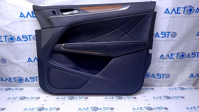 Door trim card front right Lincoln MKC 15- black with black insert leather, armrest black leather, molding dark wood structure, scratches, abrasions, dents