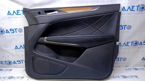 Door trim card front right Lincoln MKC 15- black with black insert leather, armrest black leather, molding light wood structure, tear, abrasions, dents