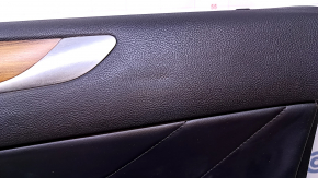 Door trim card front right Lincoln MKC 15- black with black insert leather, armrest black leather, molding light wood structure, tear, abrasions, dents