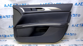 Door trim card front right Lincoln MKZ 13-16 black leather, with black insert, armrest black leather, molding gray structure, scratches, abrasions, bumps