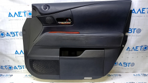 Door trim card front right Lexus RX350 RX450h 10-15 black with black insert leather, armrest black leather, scuffs, bumps, scratches, abrasions