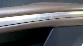 Door trim card front right Lincoln MKZ 13-16 black leather, with black leather insert, armrest brown leather, insert wood gloss, scratches, abrasions, bumps, for dry cleaning