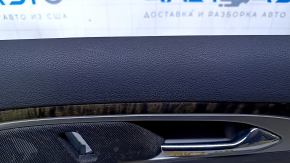 Door trim card front right Lincoln MKZ 13-16 black leather, with black leather insert, armrest brown leather, insert wood gloss, scratches, abrasions, bumps, for dry cleaning