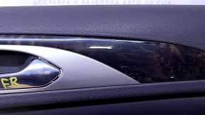 Door trim card front right Lincoln MKZ 13-16 black leather, with black leather insert, armrest brown leather, insert wood gloss, scratches, abrasions, bumps, for dry cleaning
