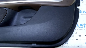 Door trim card front right Lincoln MKZ 13-16 black leather, with black leather insert, armrest brown leather, insert wood gloss, scratches, abrasions, bumps, for dry cleaning