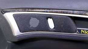 Door trim card front right Lincoln MKZ 13-16 black leather, with black leather insert, armrest brown leather, insert wood gloss, scratches, abrasions, bumps, for dry cleaning